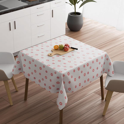 Floral Tablecloth – Red Star Flowers or Rose Tile Print, Wipe-Clean - photo 4