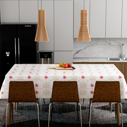 Floral Tablecloth – Red Star Flowers or Rose Tile Print, Wipe-Clean - photo 5