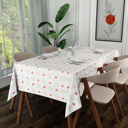 Floral Tablecloth – Red Star Flowers or Rose Tile Print, Wipe-Clean - photo 6