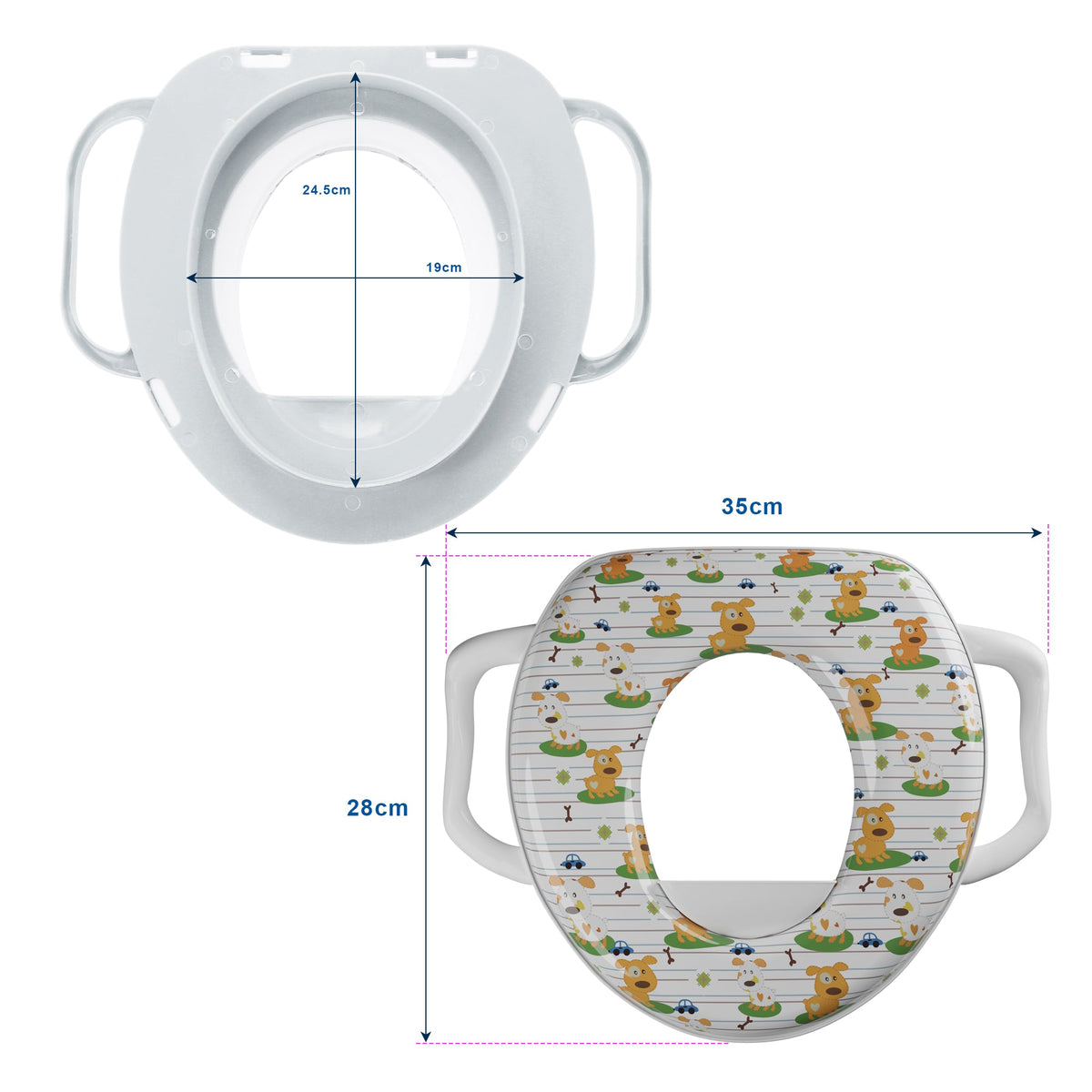 Padded Toddler Toilet Seat with Side Handles – Splash Guard, Assorted Designs - photo 14