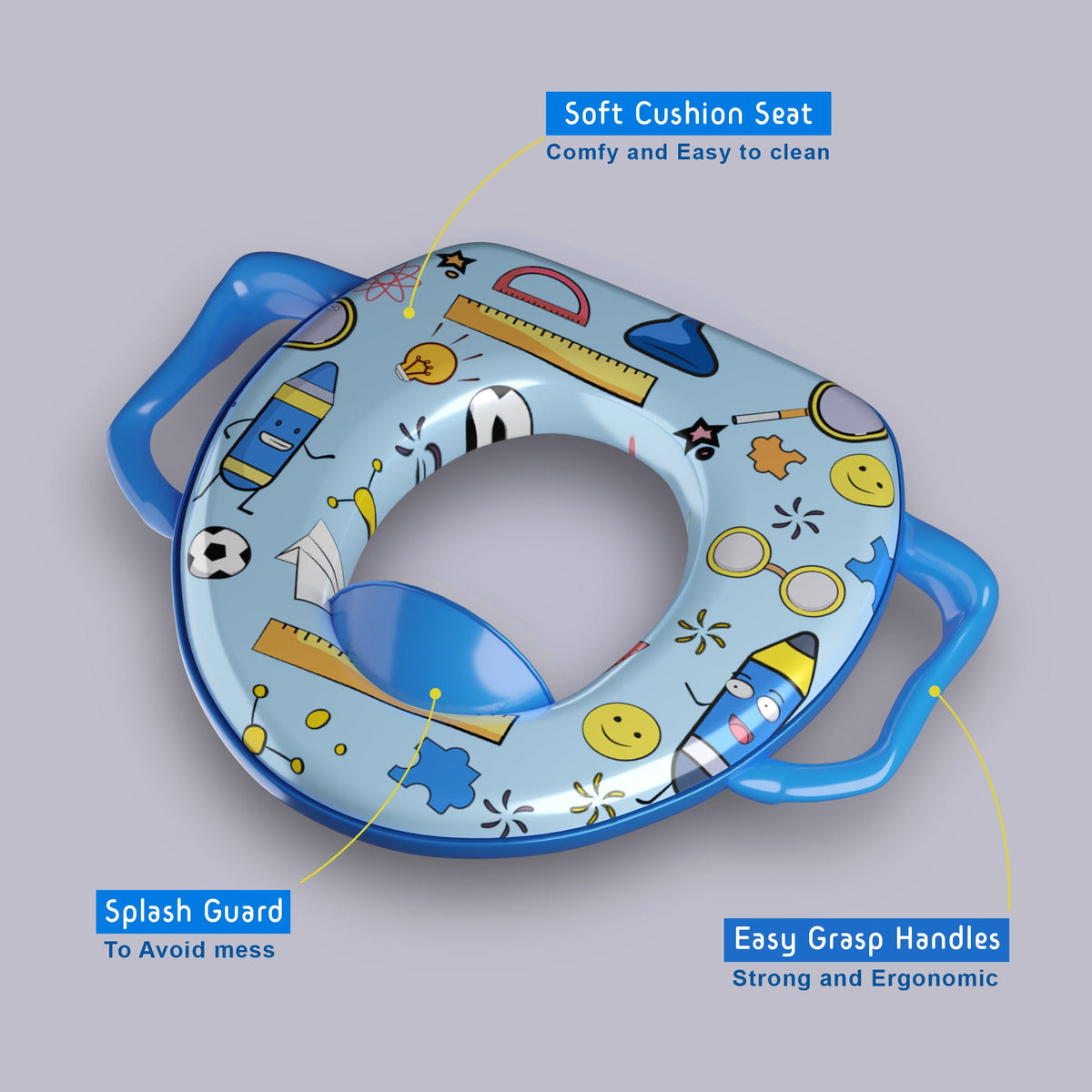 Padded Toddler Toilet Seat with Side Handles – Splash Guard, Assorted Designs - photo 15