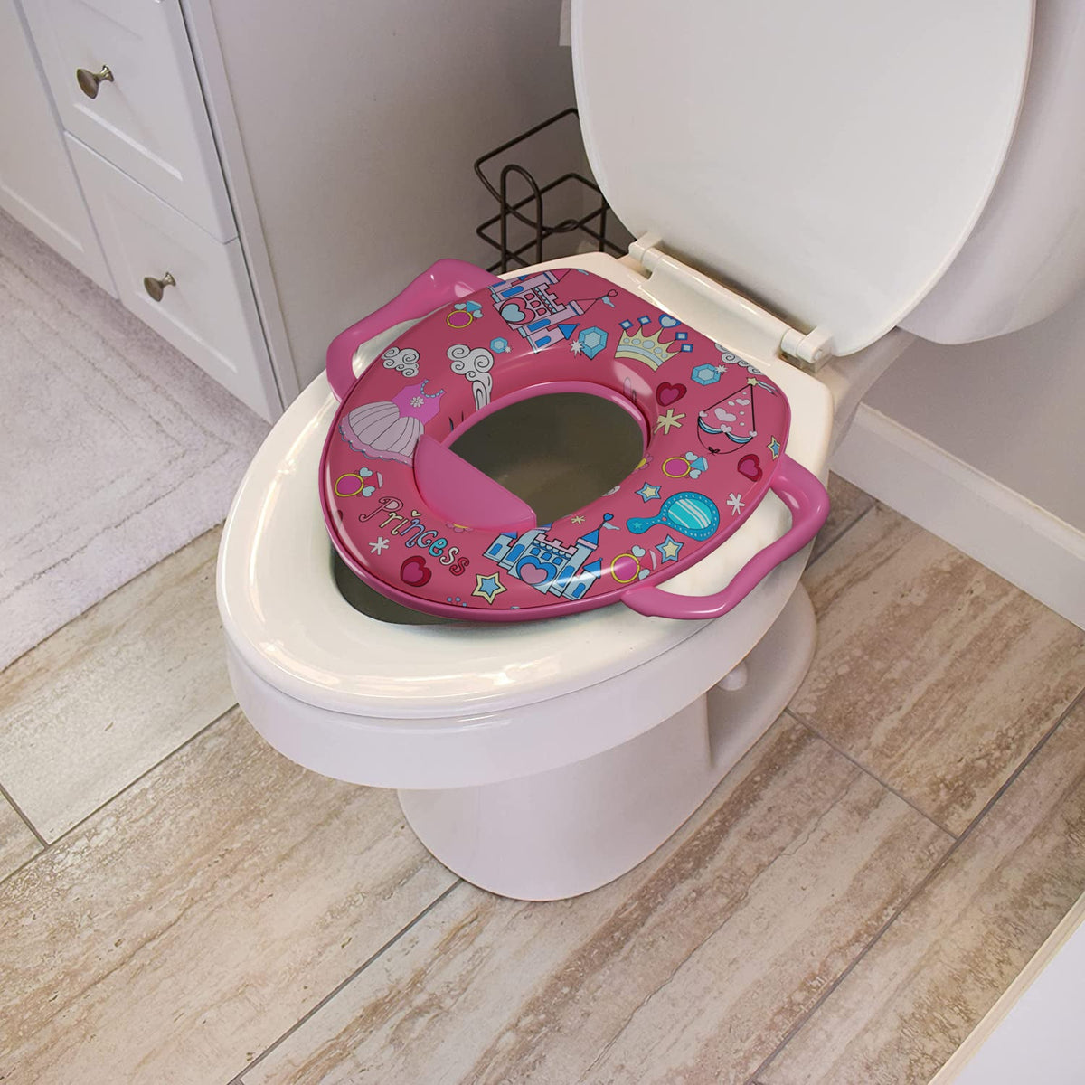 Padded Toddler Toilet Seat with Side Handles – Splash Guard, Assorted Designs - photo 19