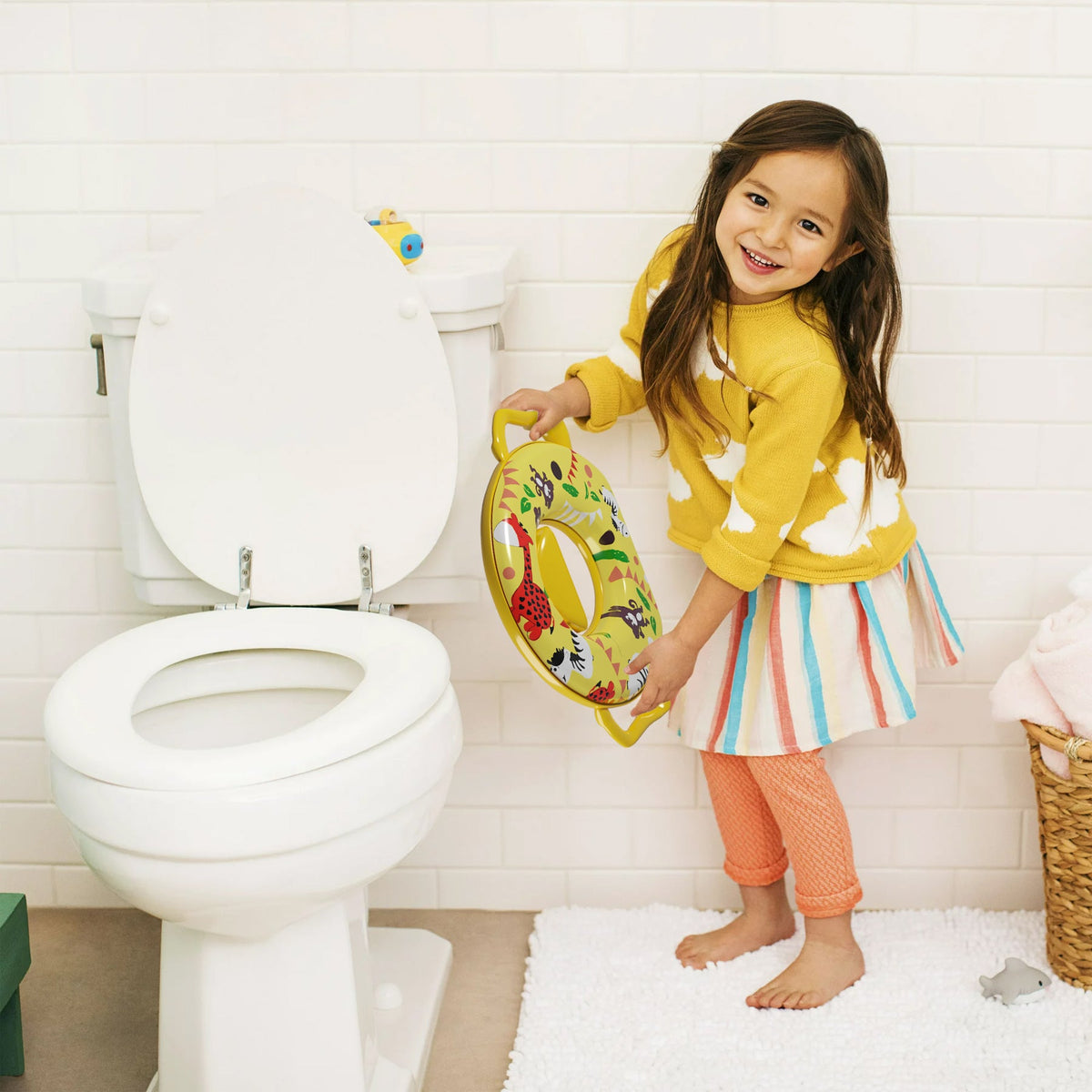 Padded Toddler Toilet Seat with Side Handles – Splash Guard, Assorted Designs - photo 3