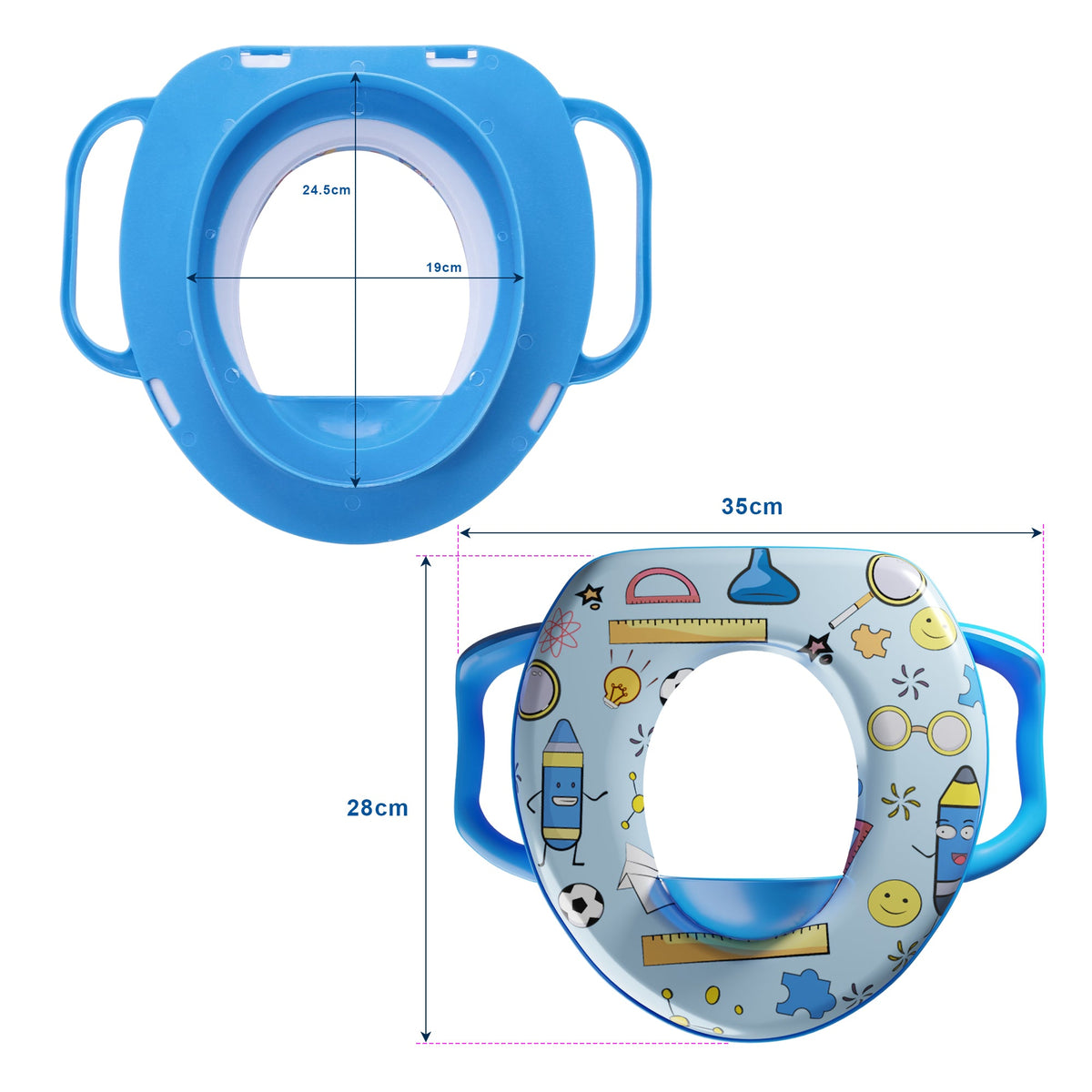 Padded Toddler Toilet Seat with Side Handles – Splash Guard, Assorted Designs - photo 20