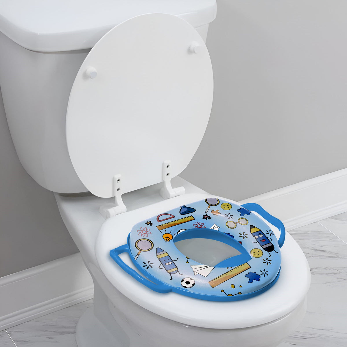 Padded Toddler Toilet Seat with Side Handles – Splash Guard, Assorted Designs - photo 26