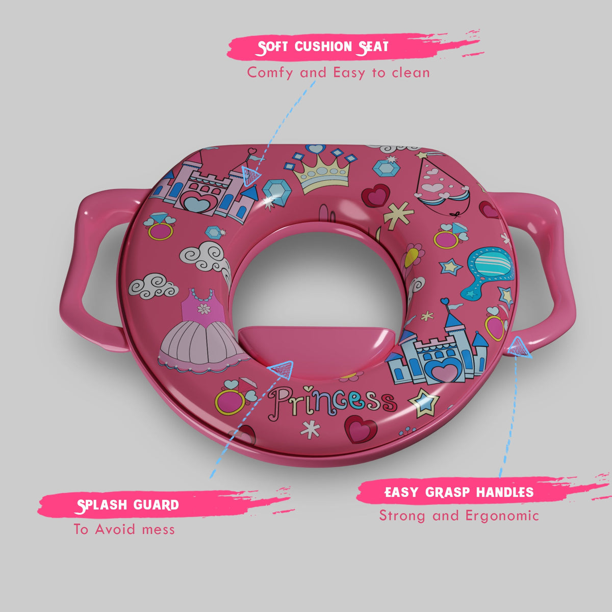Padded Toddler Toilet Seat with Side Handles – Splash Guard, Assorted Designs - photo 27