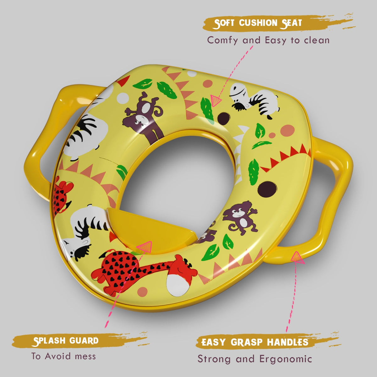 Padded Toddler Toilet Seat with Side Handles – Splash Guard, Assorted Designs - photo 30