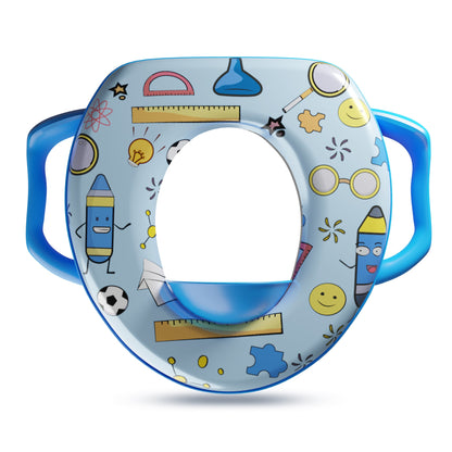 Padded Toddler Toilet Seat with Side Handles – Splash Guard, Assorted Designs