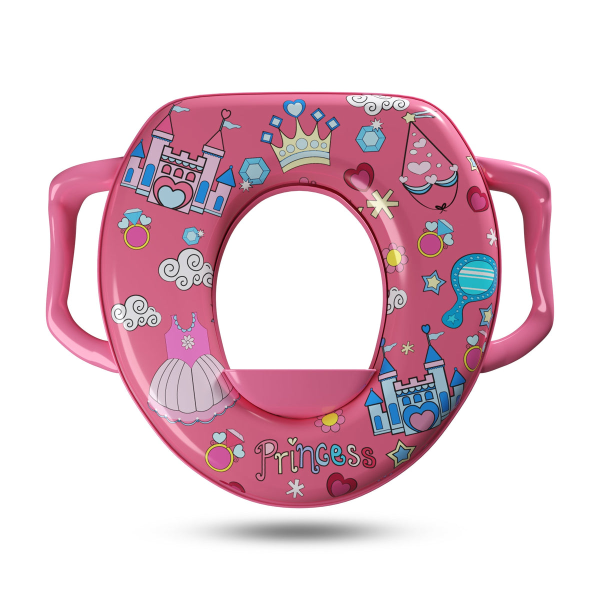 Padded Toddler Toilet Seat with Side Handles – Splash Guard, Assorted Designs - photo 5