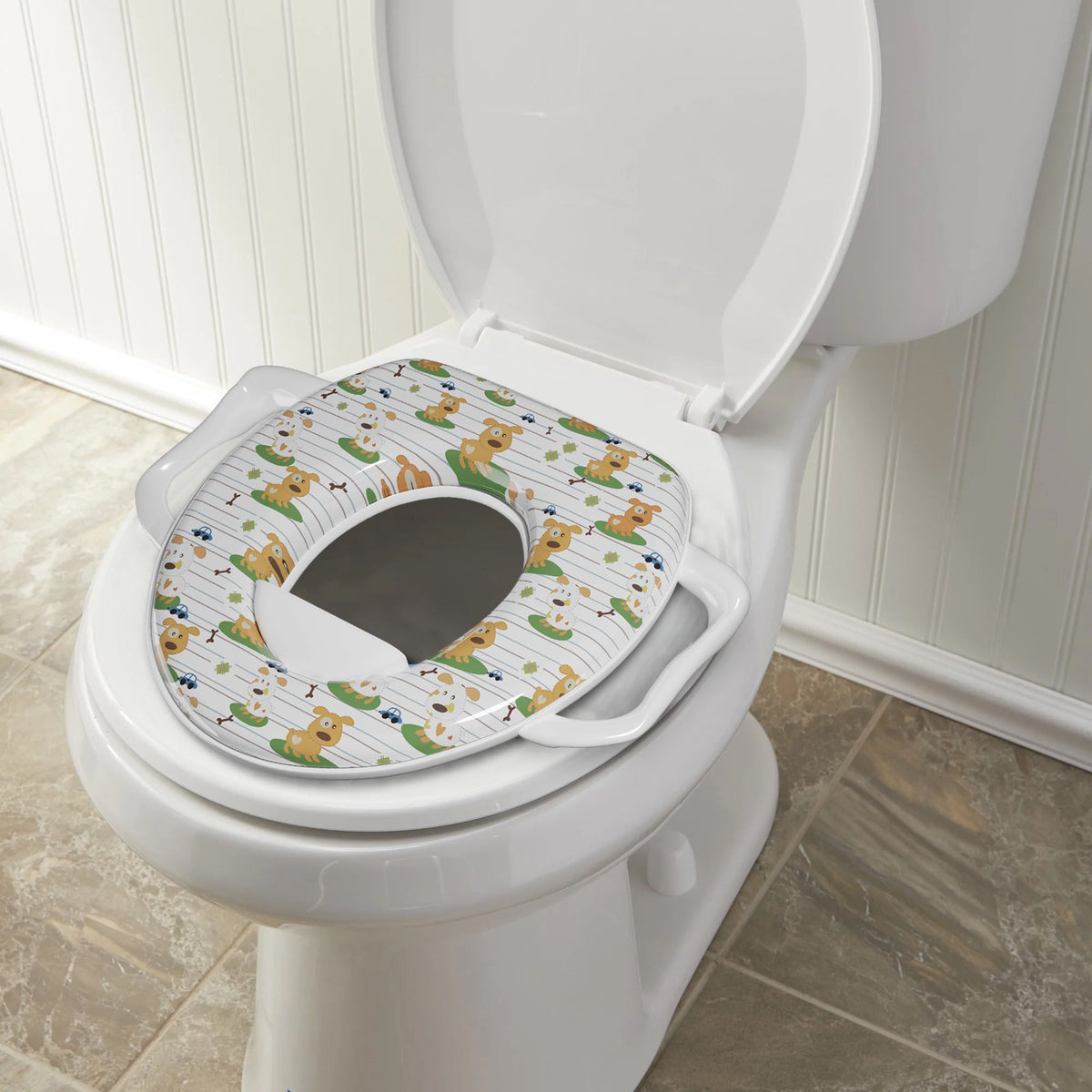 Padded Toddler Toilet Seat with Side Handles – Splash Guard, Assorted Designs - photo 6