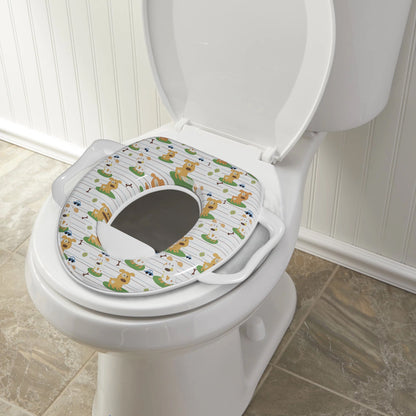 Padded Toddler Toilet Seat with Side Handles – Splash Guard, Assorted Designs - photo 6