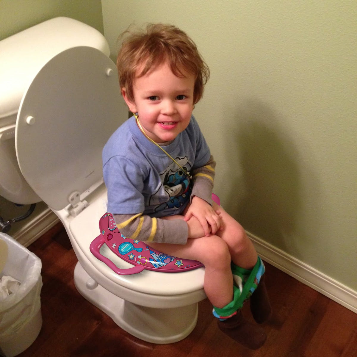 Padded Toddler Toilet Seat with Side Handles – Splash Guard, Assorted Designs - photo 7