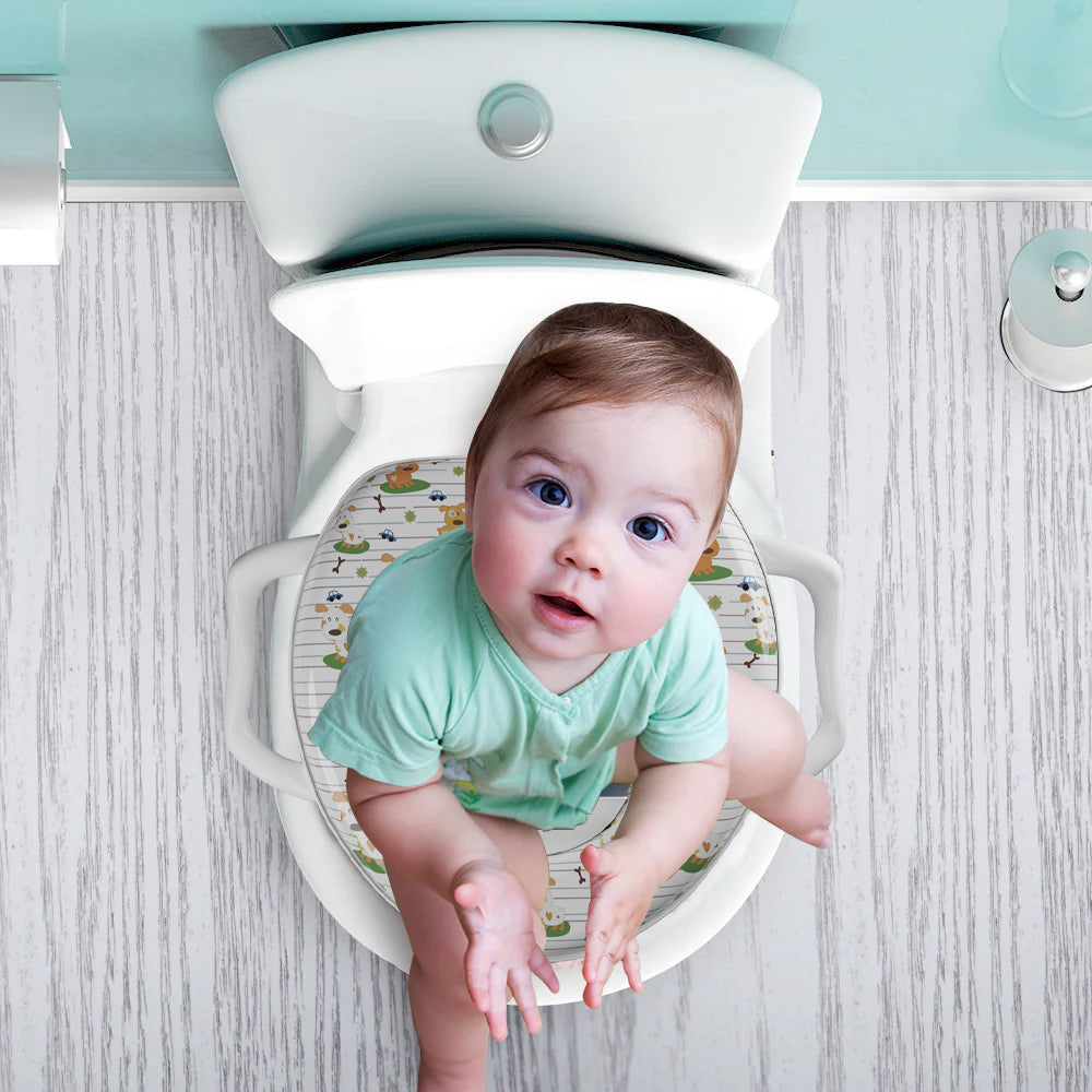 Padded Toddler Toilet Seat with Side Handles – Splash Guard, Assorted Designs - photo 9