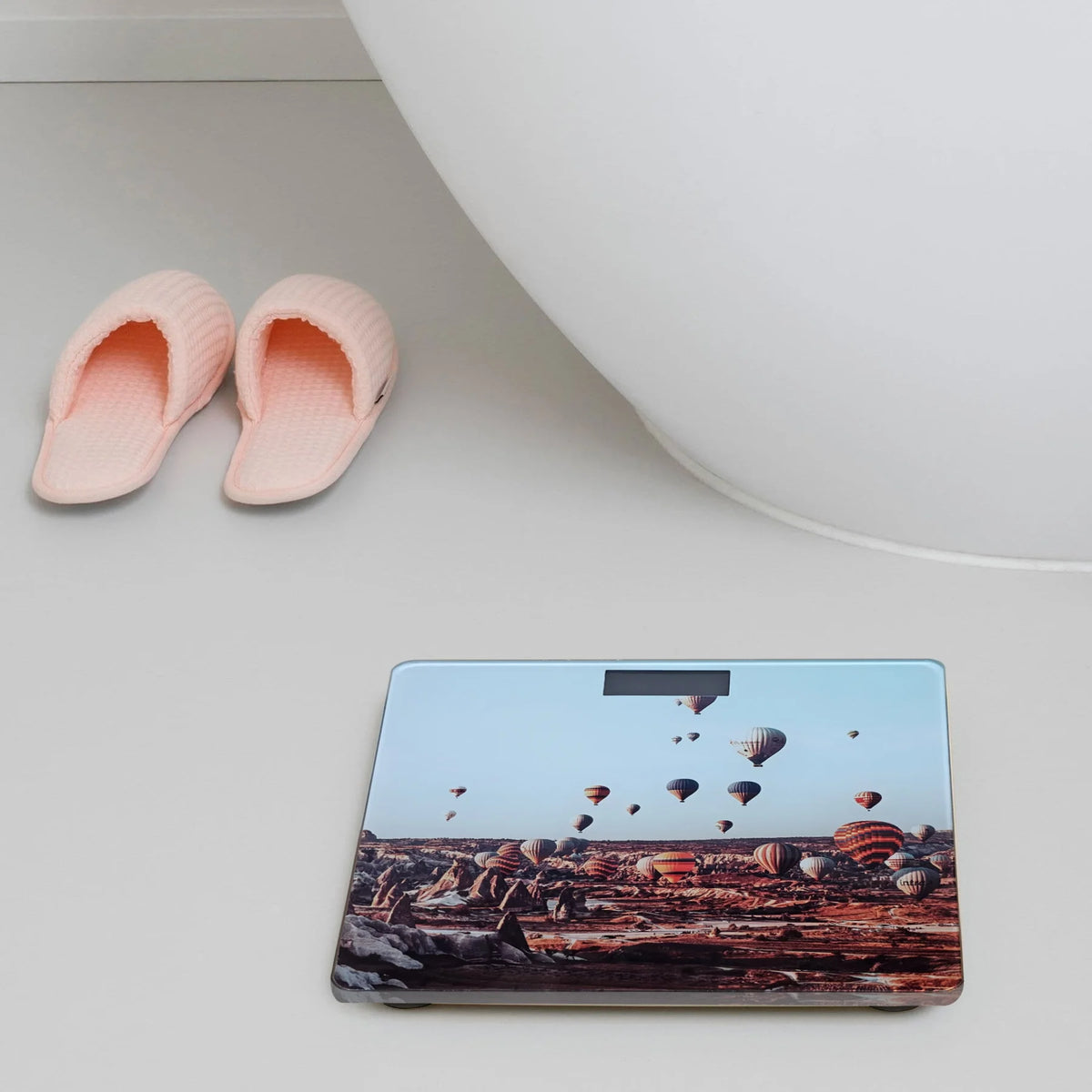 Square Digital Bathroom Scale – Hot Air Balloon or Pink Flower Glass, 180 kg - photo 6