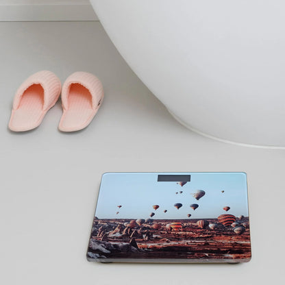 Square Digital Bathroom Scale – Hot Air Balloon or Pink Flower Glass, 180 kg - photo 6