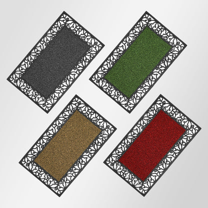 Rubber Door Mat with Scroll Border – 45 x 75 cm, Assorted Colours