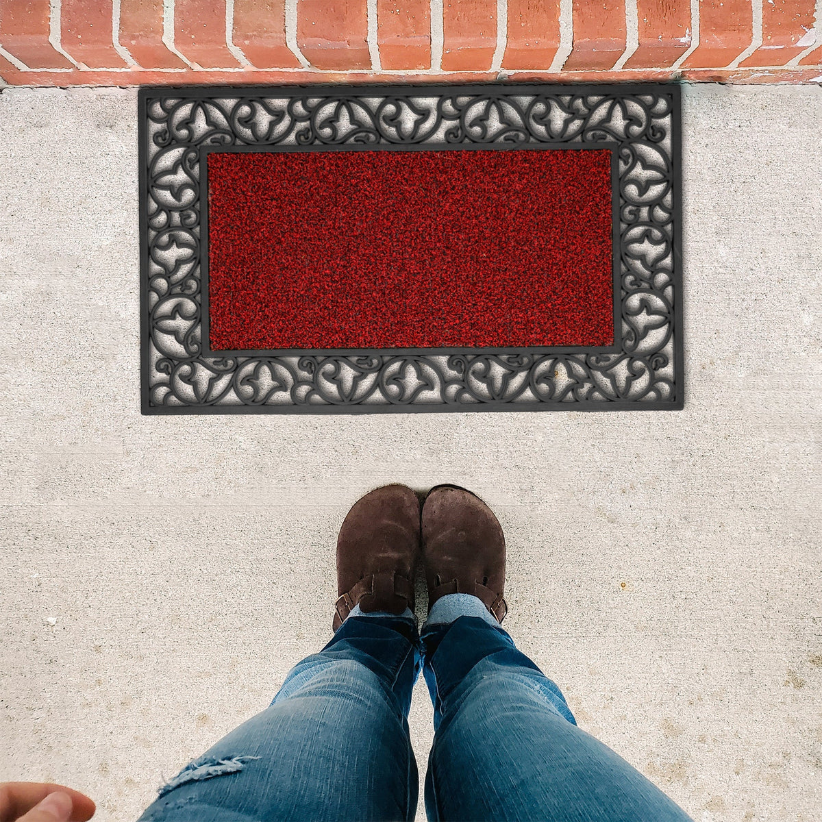 Rubber Door Mat with Scroll Border – 45 x 75 cm, Assorted Colours - photo 4