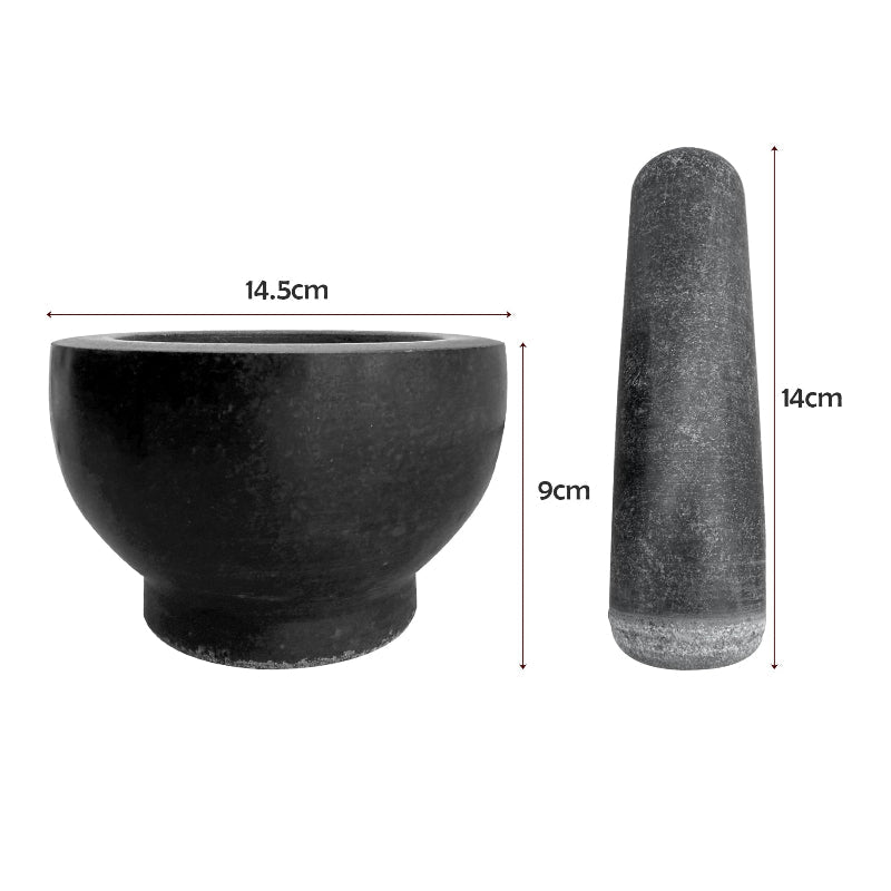 Black Granite Pestle and Mortar – Solid Stone, 14.5 cm Bowl - photo 3