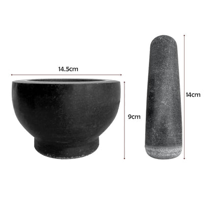 Black Granite Pestle and Mortar – Solid Stone, 14.5 cm Bowl - photo 3