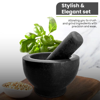 Black Granite Pestle and Mortar – Solid Stone, 14.5 cm Bowl - photo 7