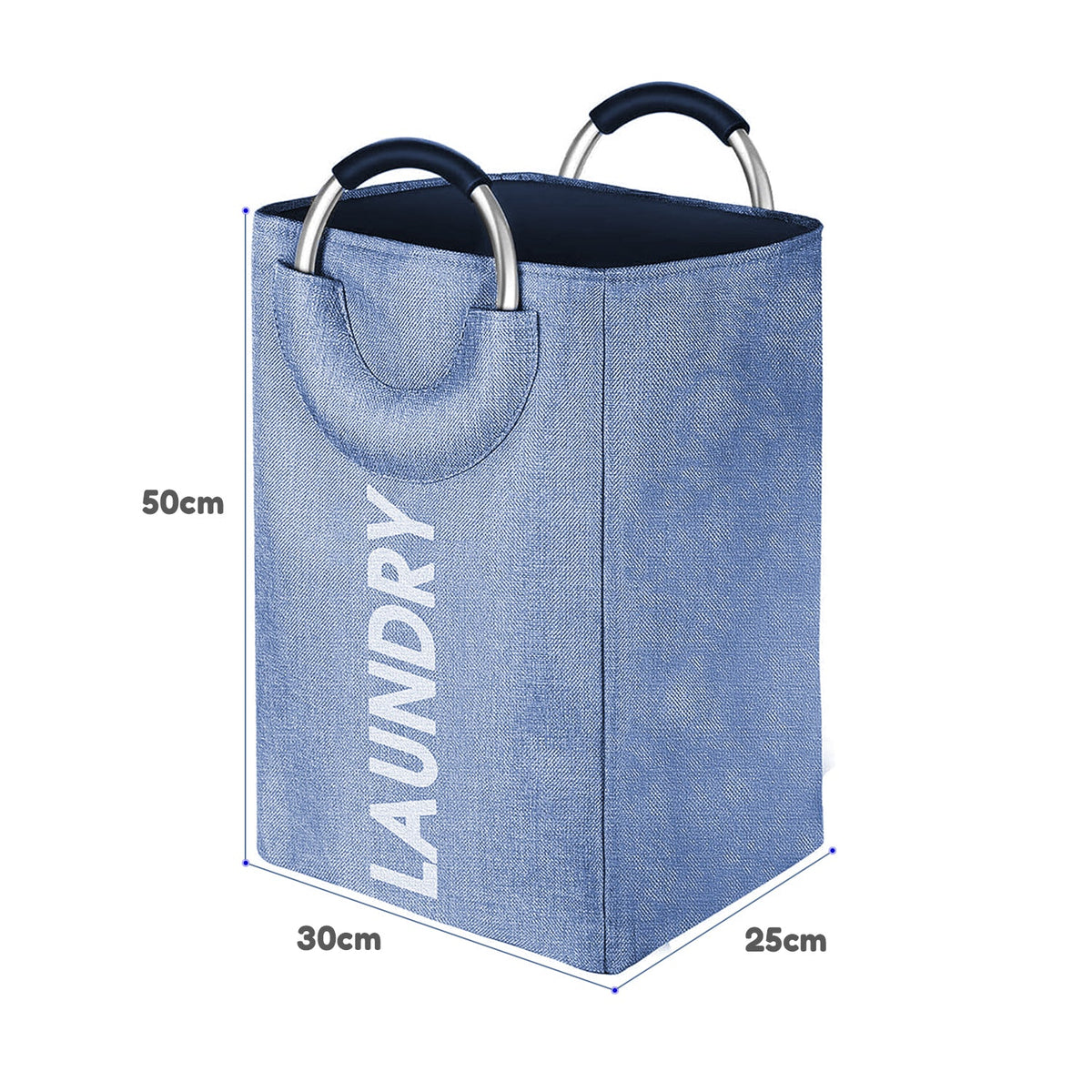 Foldable Laundry Bag with Aluminium Handles – Oxford Fabric, 37 L, Blue - photo 6