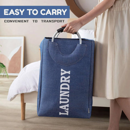 Foldable Laundry Bag with Aluminium Handles – Oxford Fabric, 37 L, Blue - photo 3