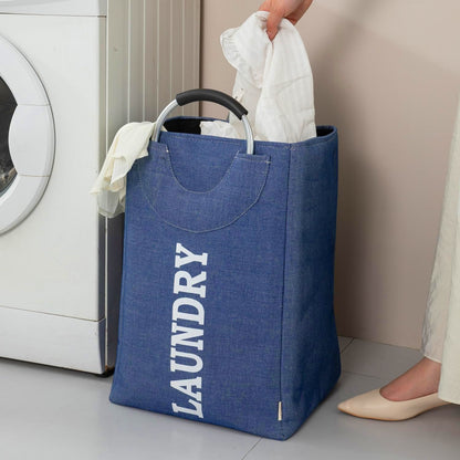 Foldable Laundry Bag with Aluminium Handles – Oxford Fabric, 37 L, Blue - photo 5