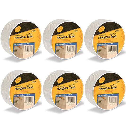 Self-Adhesive Fibreglass Mesh Tape, 6 Rolls – 50 mm x 45 m, Drywall Joints