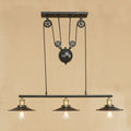 3-Light Pulley Pendant – Rise & Fall Bar, Black, E27 - Black, No Shade, ST64 Bulb