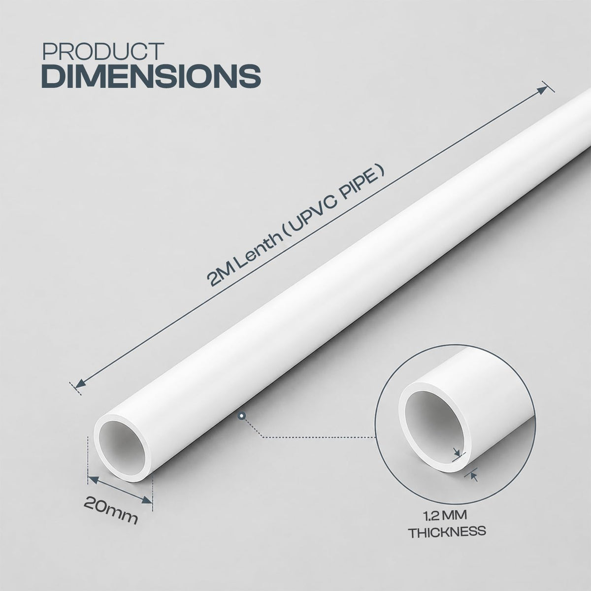 20 mm White uPVC Pipe, 2 m Length – Push-Fit, 1 or 2 Pipes - photo 3