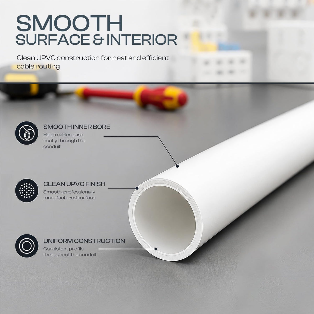 20 mm White uPVC Pipe, 2 m Length – Push-Fit, 1 or 2 Pipes - photo 4