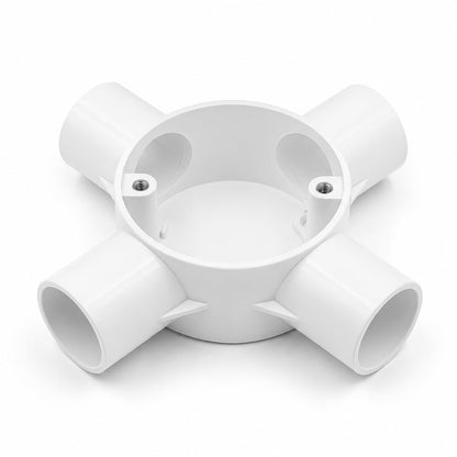 PVC Conduit Terminal Box – 1, 2, 3 & 4 Way - Pack of 5, 4 Way