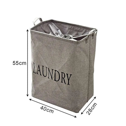 Tall Freestanding Laundry Hamper – 55 x 40 x 28 cm, Grey or White - Grey, 1 Hamper