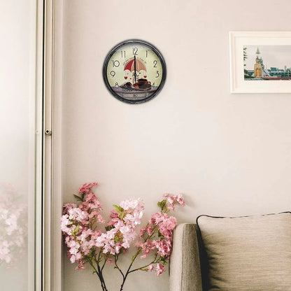 Round Wall Clock – Plain Black 35 cm or Vintage Umbrella & Coffee Cup 33 cm - photo 10