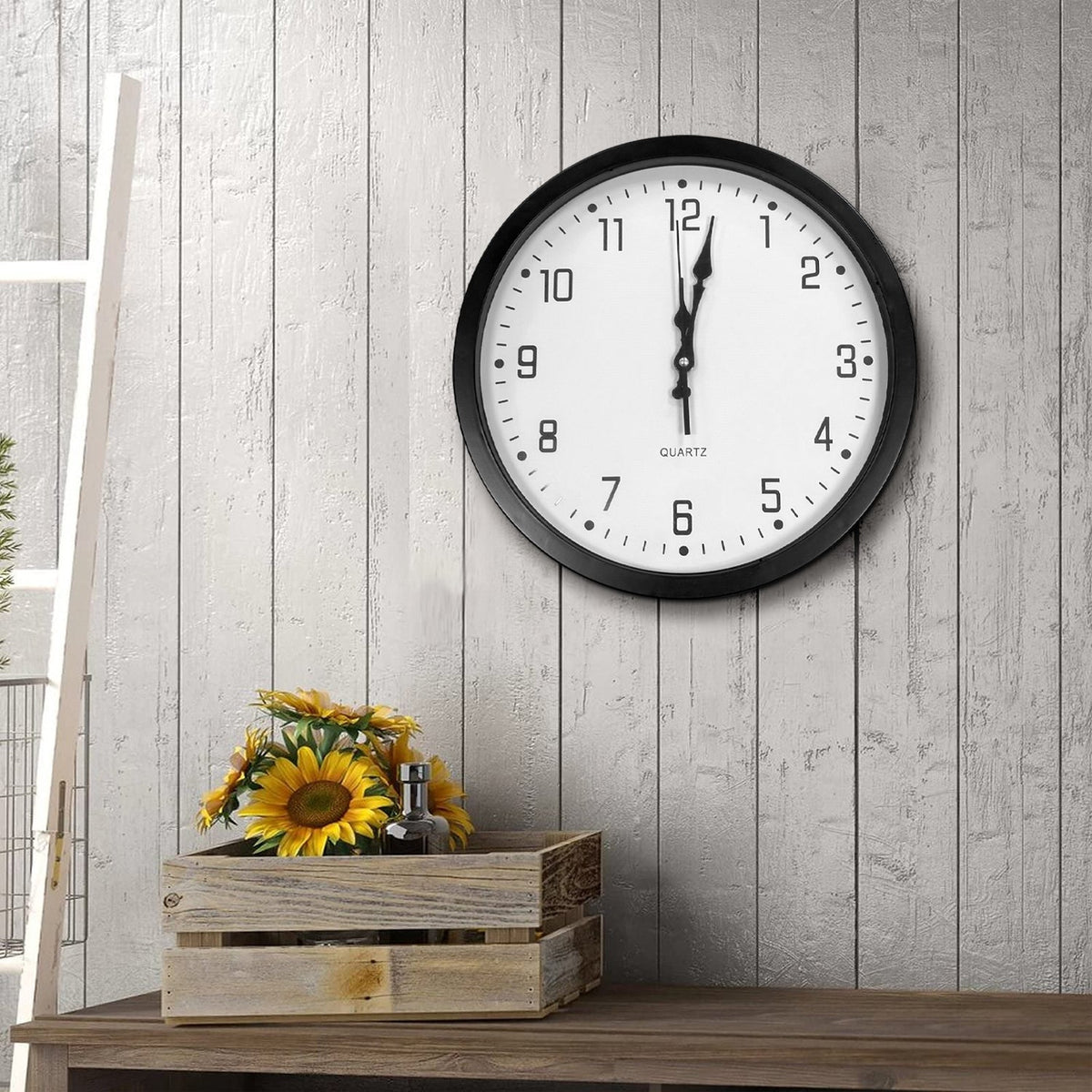 Round Wall Clock – Plain Black 35 cm or Vintage Umbrella & Coffee Cup 33 cm - photo 8