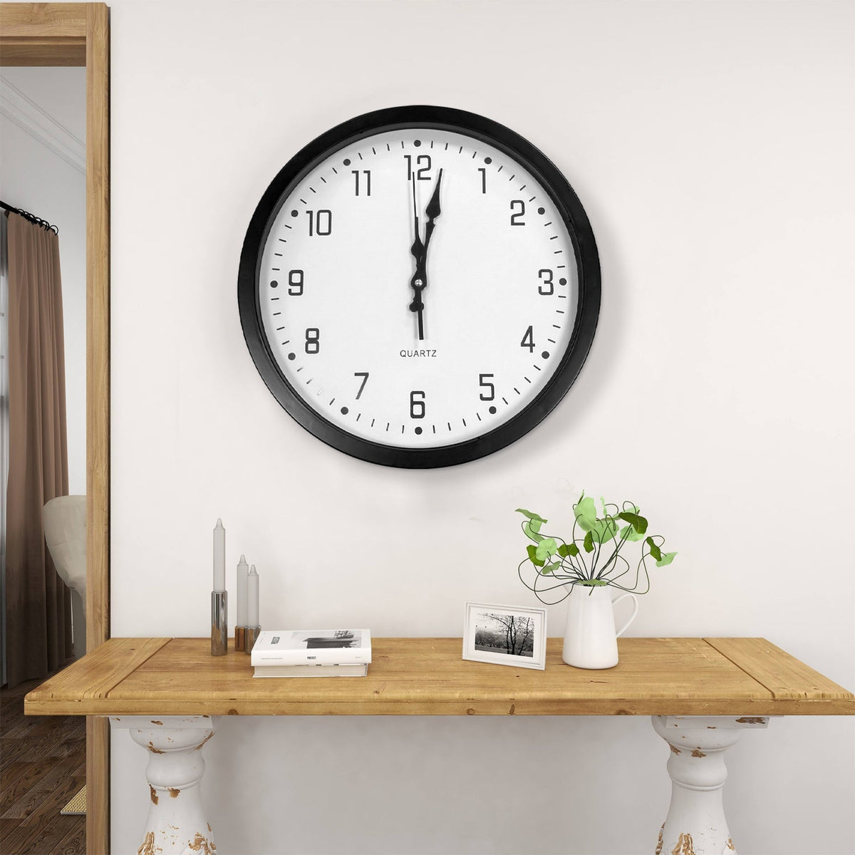 Round Wall Clock – Plain Black 35 cm or Vintage Umbrella & Coffee Cup 33 cm - photo 5