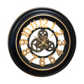 Industrial Gear Wall Clock – 50 cm, Black & Gold, Open Dial