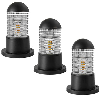 Outdoor Pillar Light E27 IP54 – Garden Bollard, Black - Black, Pack of 3, Without Bulb