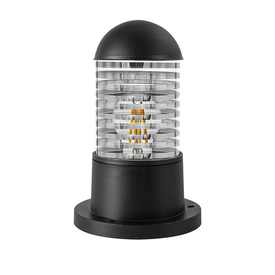Outdoor Pillar Light E27 IP54 – Garden Bollard, Black - Black, Single, Without Bulb