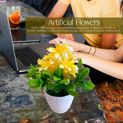 Artificial Flowers in White Pots – 20 cm, Pack of 2 or 3, Assorted Colours - photo 20