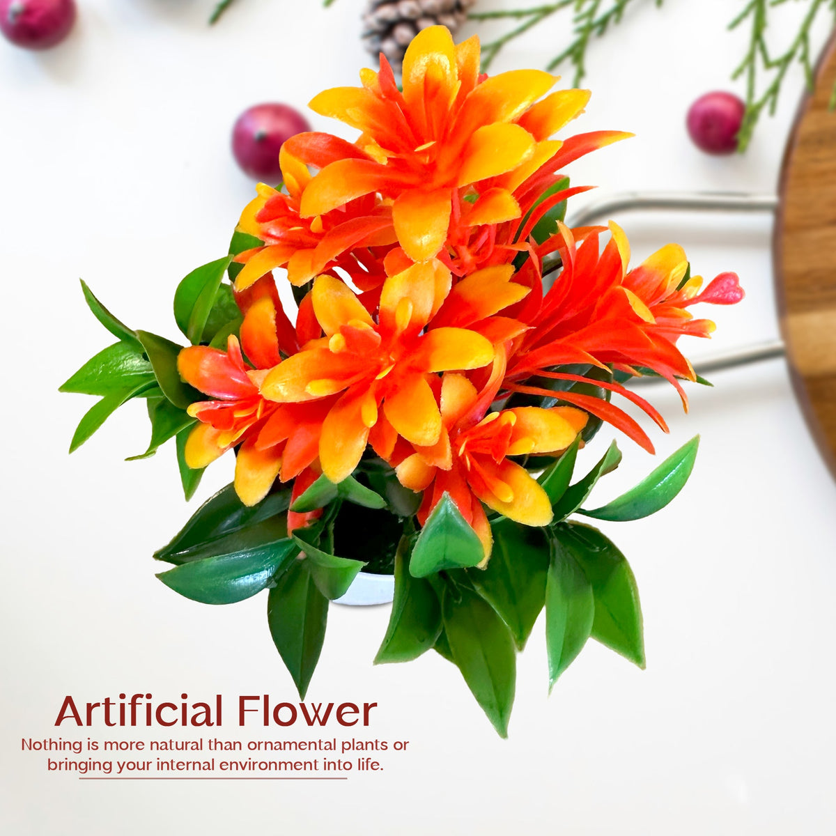 Artificial Flowers in White Pots – 20 cm, Pack of 2 or 3, Assorted Colours - photo 4