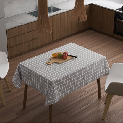 Grey & White Check Tablecloth – 120 x 152 or 137 x 183 cm, Wipe-Clean - photo 3