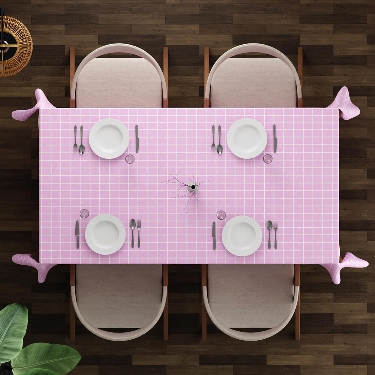 Grid Check Tablecloth – White & Black or Pink & White, 3 Sizes - photo 5