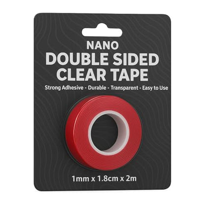 Nano Double-Sided Tape with Red Film – 18 mm x 2 m, 1 mm, 1 to 10 Rolls - 1 Roll, Single