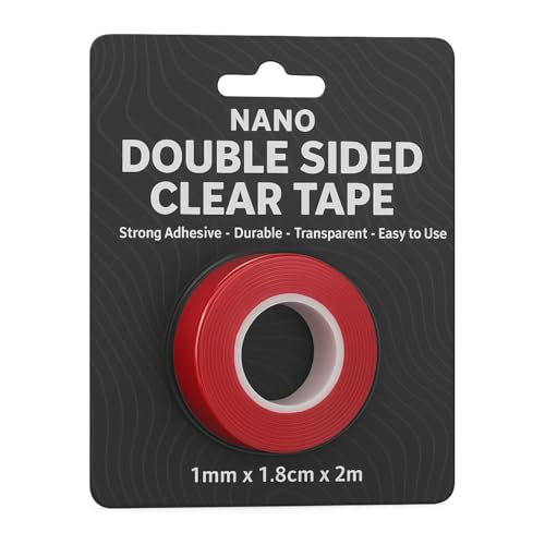 Nano Double-Sided Tape with Red Film – 18 mm x 2 m, 1 mm, 1 to 10 Rolls - 1 Roll, Single