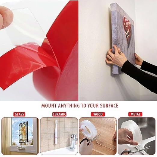 Nano Double-Sided Tape with Red Film – 18 mm x 2 m, 1 mm, 1 to 10 Rolls - photo 2