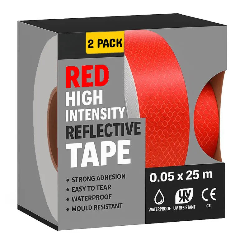 Reflective Hazard Warning Tape Red High Visibility Vehicle - Pack of 2