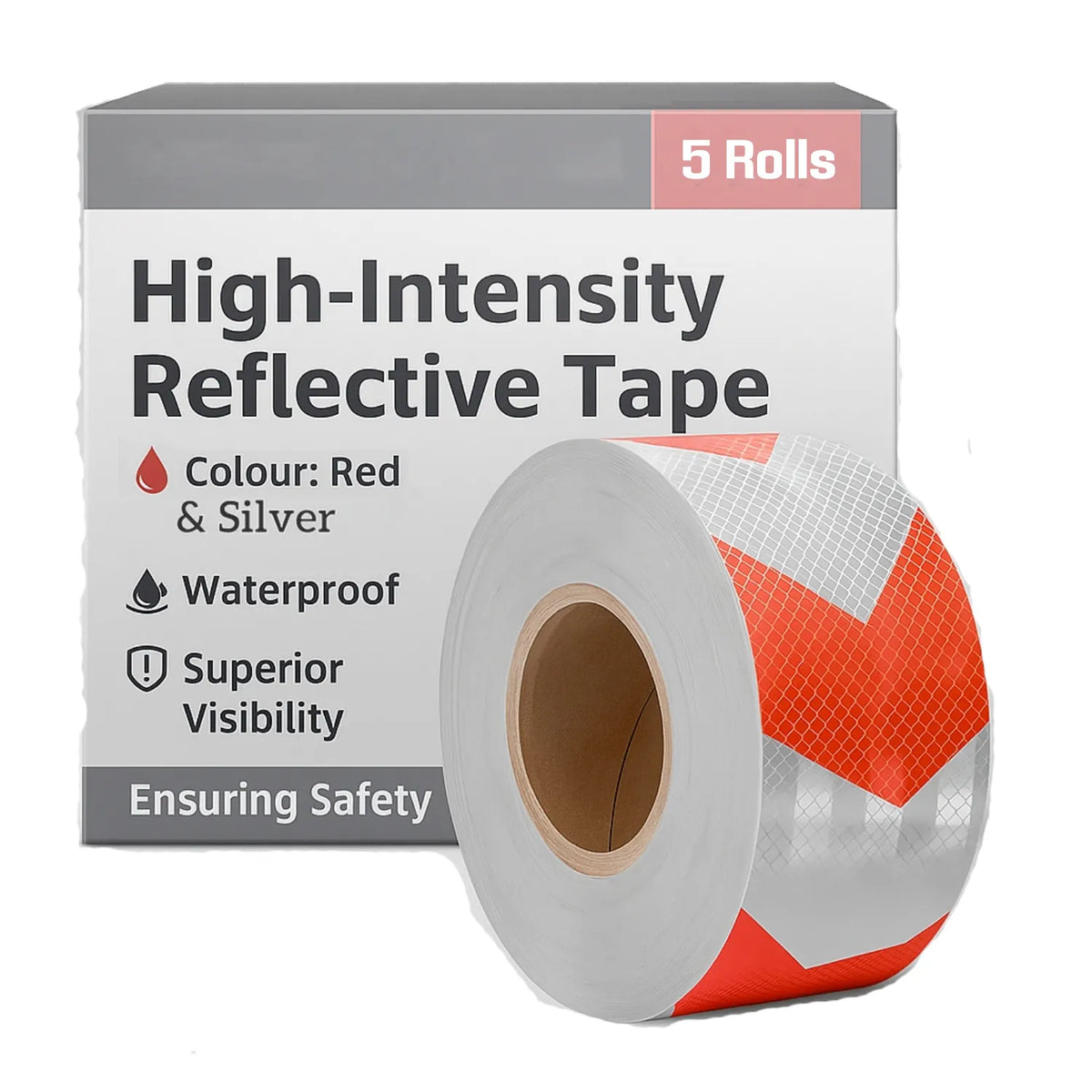Reflective Hazard Warning Tape Silver & Red High Visibility Vehicle - Pack of 5