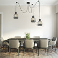 3-Light Spider Pendant – Black Drum Cages, 2 m Cable, E27