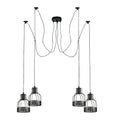 4-Light Spider Pendant – Black Drum Cages, 2 m Cable, E27